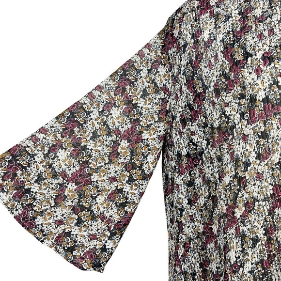 Zara Mini‎ Dress Oversized Mock Neck Floral 3/4 Flare Sleeve XS - Picture 4 of 9